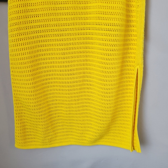 Everlane Crochet Knit Midi Skirt Lemon Yellow Organic Cotton L - Picture 8 of 14